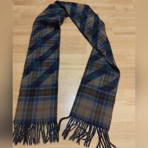 CHRISTIAN DIOR Blue & Red Plaid  Wool Scarf Unisex